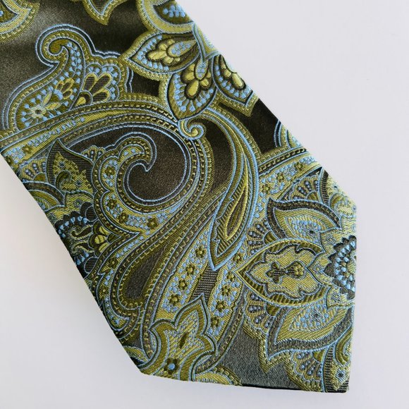IKE BEHAR NY 100% Imported Silk Tie Olive/Brown NWOT